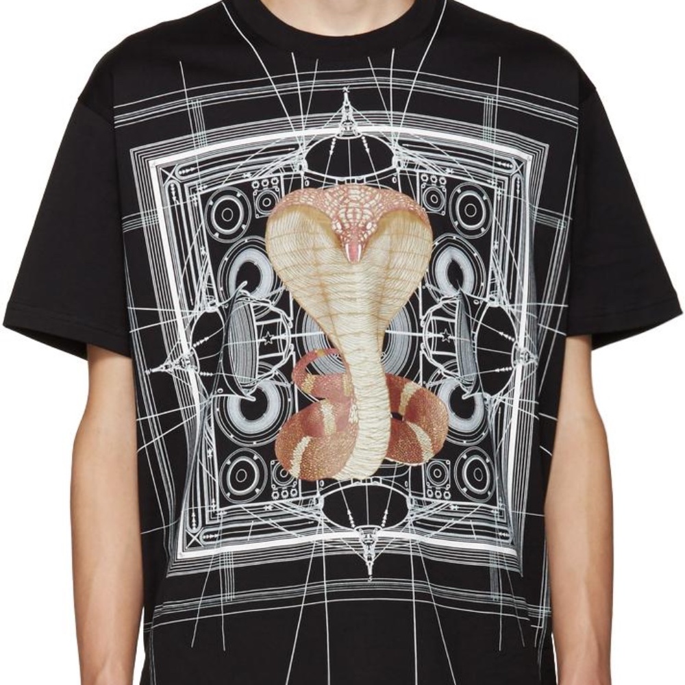 Givenchy Map & Cobra Graphic-Print Black Short-Sleeve T-Shirt